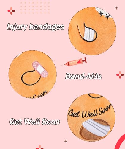 LeYoHa 8-Inch Get Well Soon Teddy Bear with Band-Aid Plush Toy for Recovery