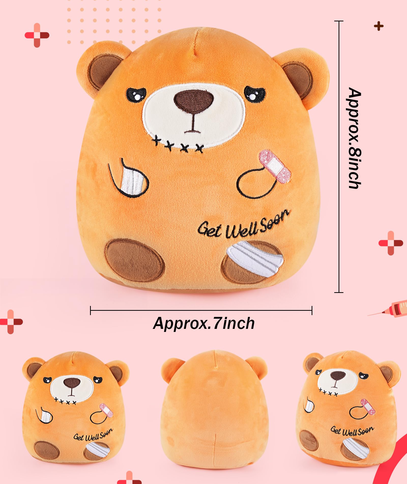 LeYoHa 8-Inch Get Well Soon Teddy Bear with Band-Aid Plush Toy for Recovery