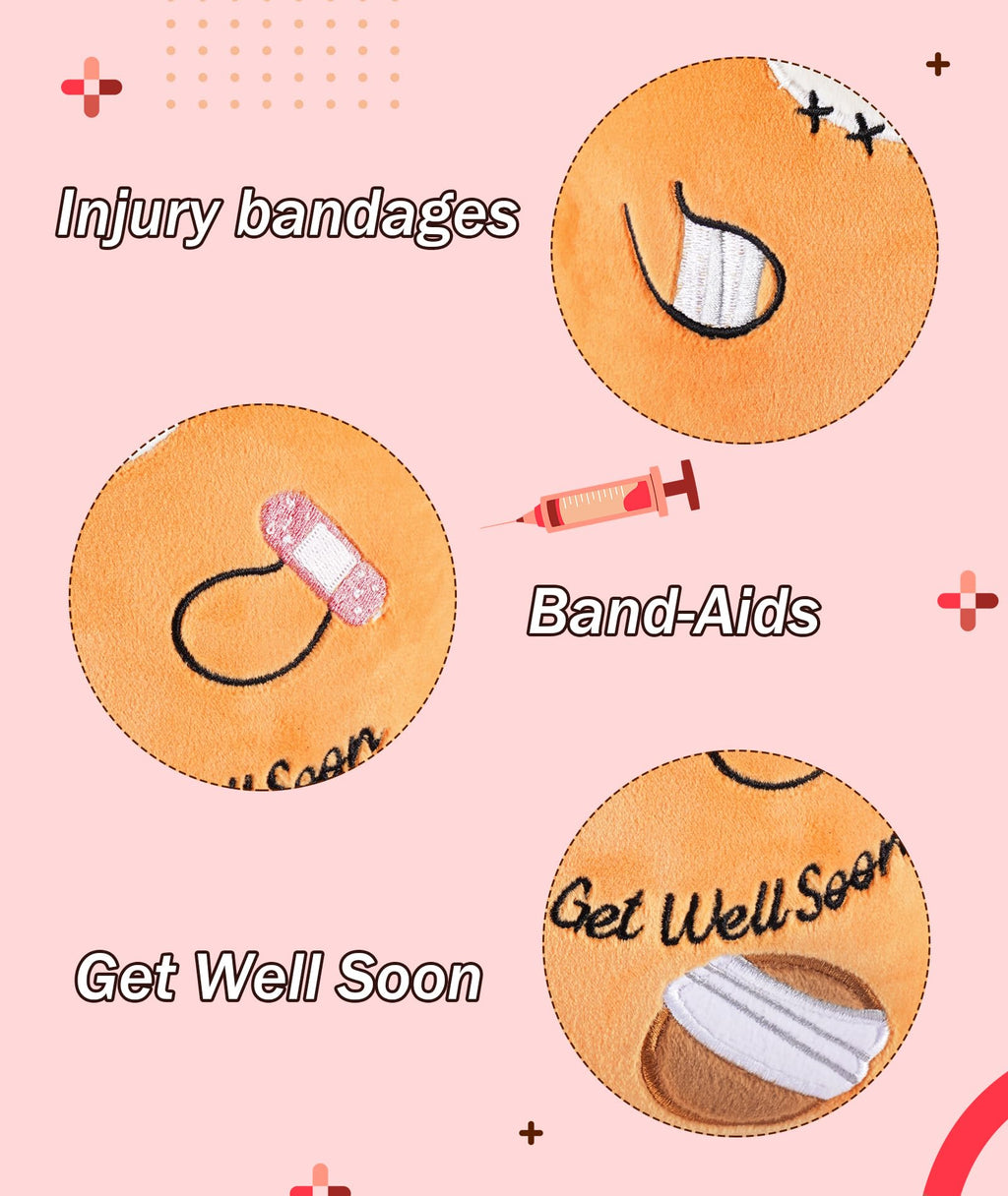 LeYoHa 8-Inch Get Well Soon Teddy Bear with Band-Aid Plush Toy for Recovery