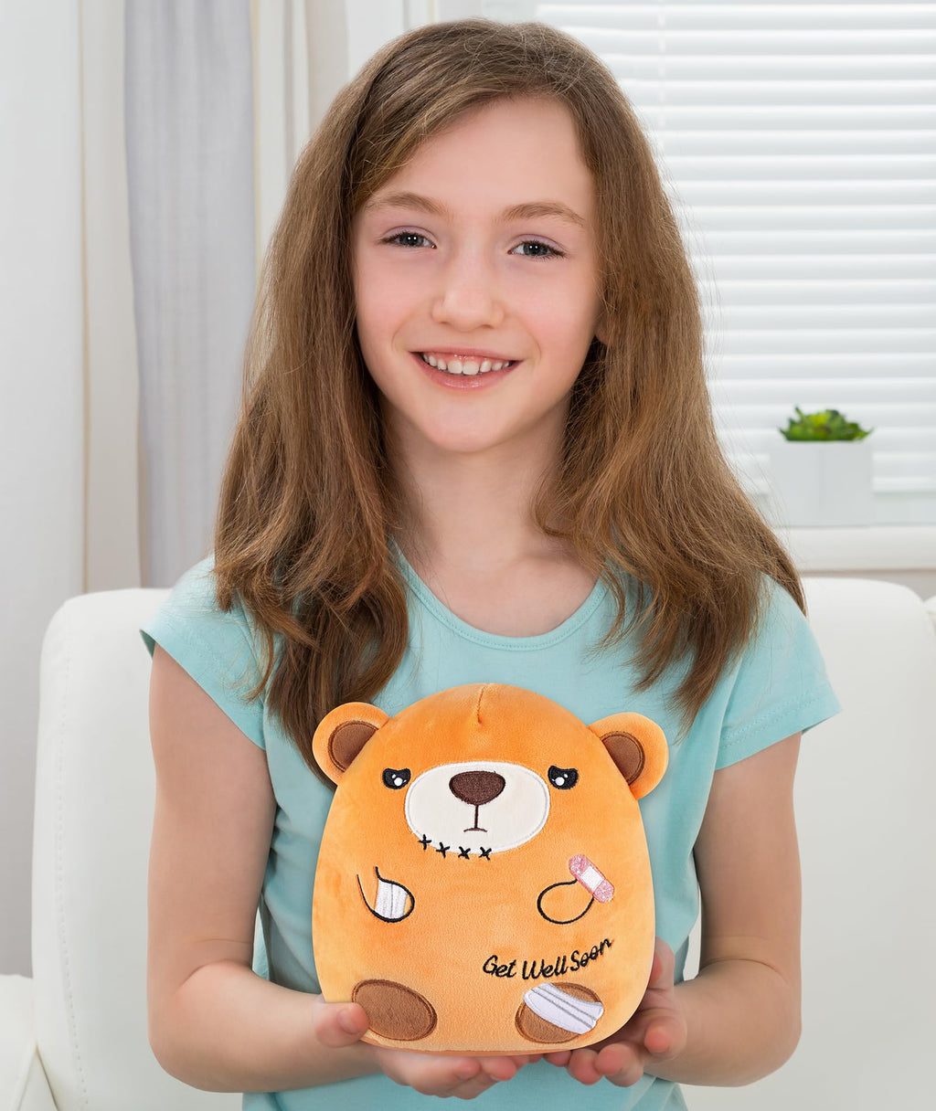 LeYoHa 8-Inch Get Well Soon Teddy Bear with Band-Aid Plush Toy for Recovery