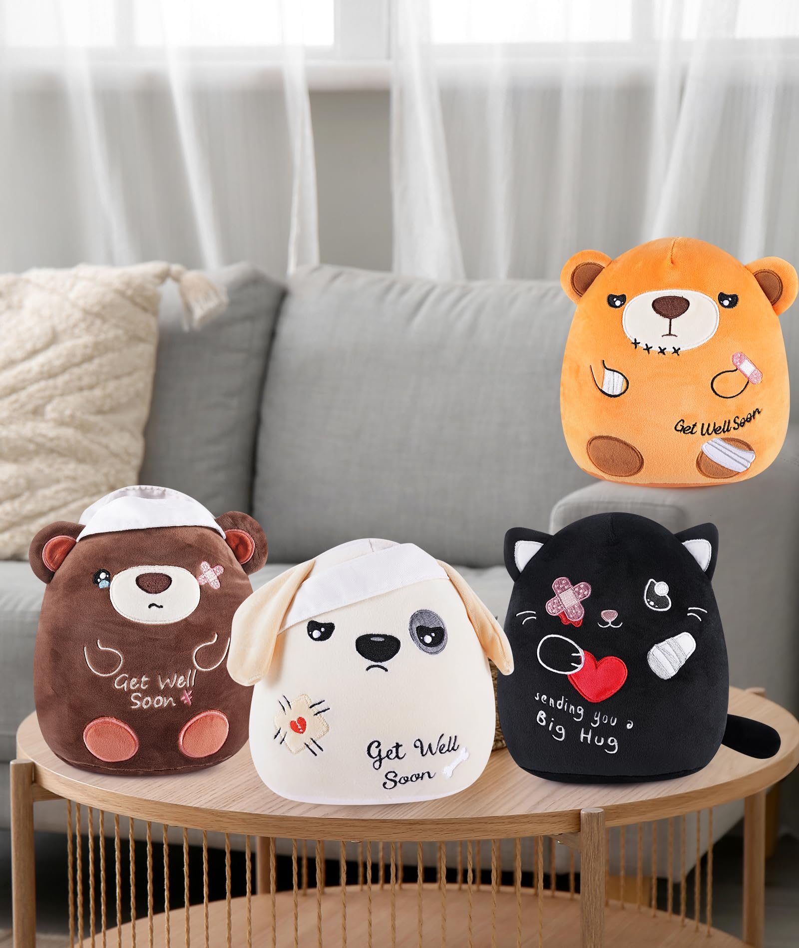 LeYoHa 8-Inch Get Well Soon Teddy Bear with Band-Aid Plush Toy for Recovery