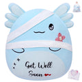 LeYoHa Get Well Soon Plush Axolotl - 10 Inch Soft Stuffed Animal with Bandage and Embroidery, Includes Gift Bag and Greeting Card