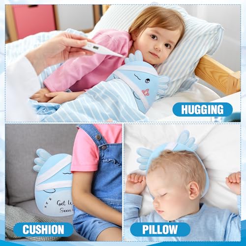 LeYoHa Get Well Soon Plush Axolotl - 10 Inch Soft Stuffed Animal with Bandage and Embroidery, Includes Gift Bag and Greeting Card