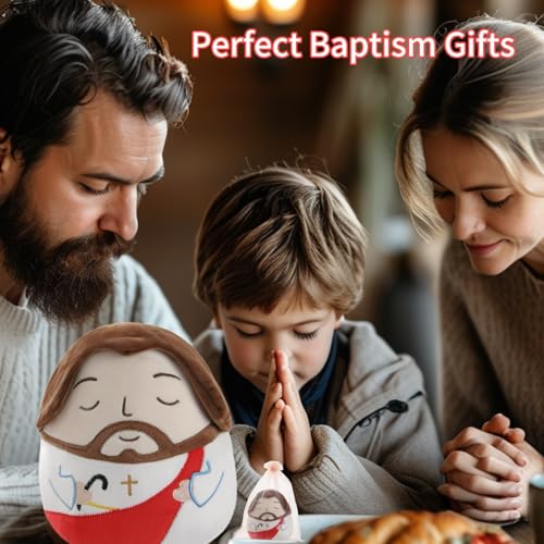 LeYoHa Jesus Plush Toy – 8 Inch Stuffed Animal with Cross Embroidery, Baptism & Easter Gift Set