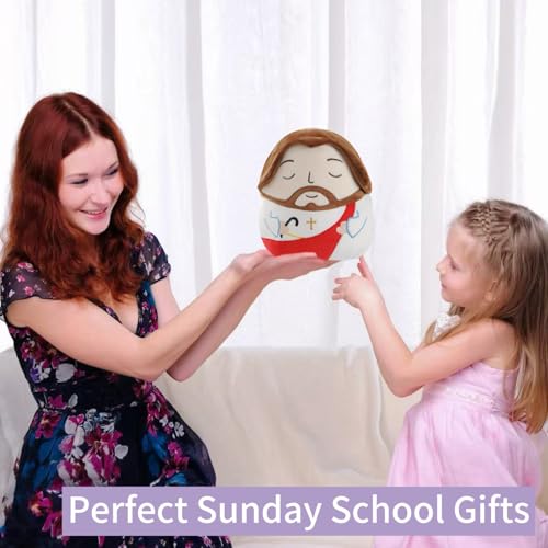 LeYoHa Jesus Plush Toy – 8 Inch Stuffed Animal with Cross Embroidery, Baptism & Easter Gift Set