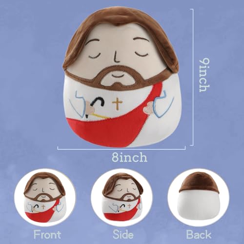 LeYoHa Jesus Plush Toy – 8 Inch Stuffed Animal with Cross Embroidery, Baptism & Easter Gift Set