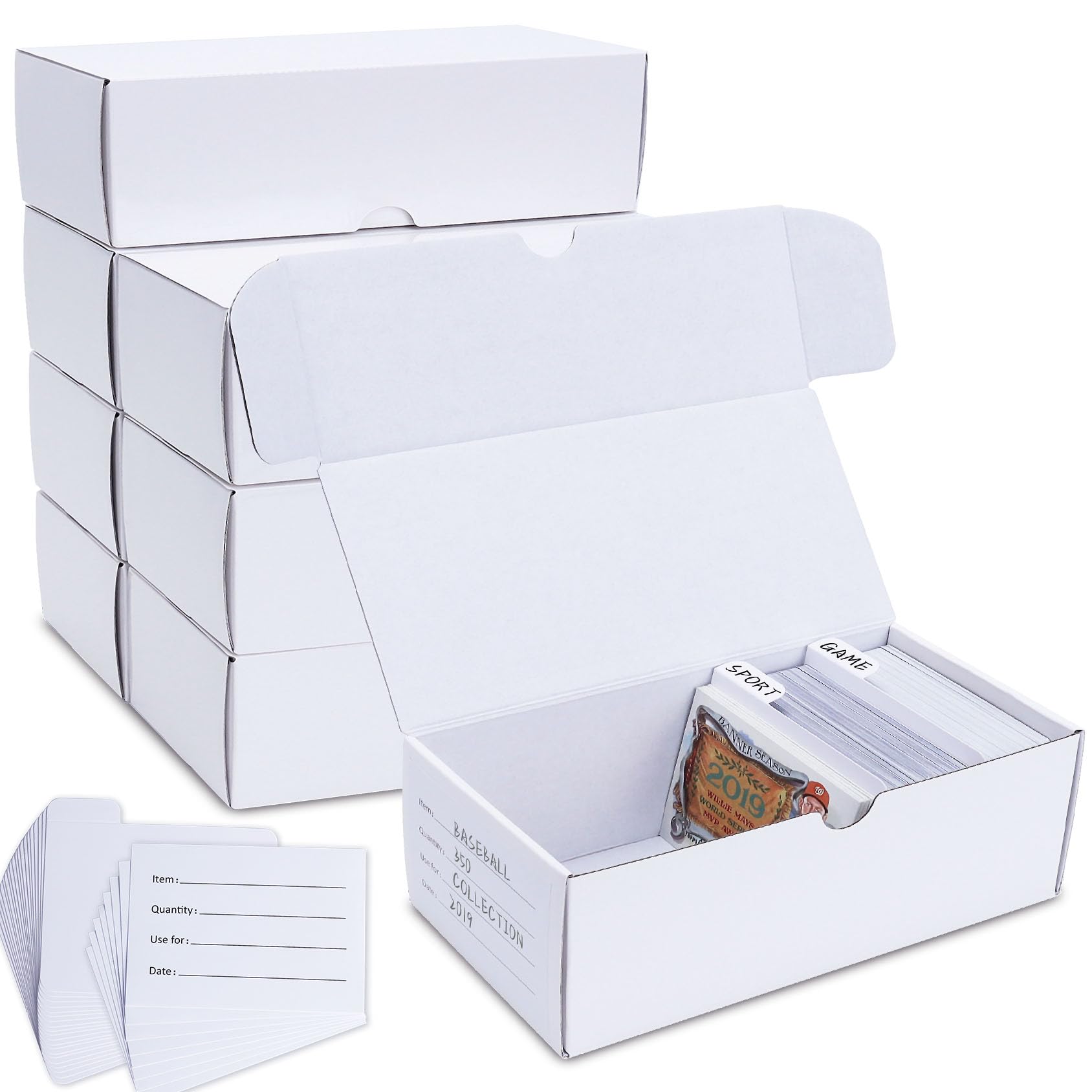 Leyzan 8-Pack Trading Card Storage Box – Holds 3200 Cards with Dividers & Labels