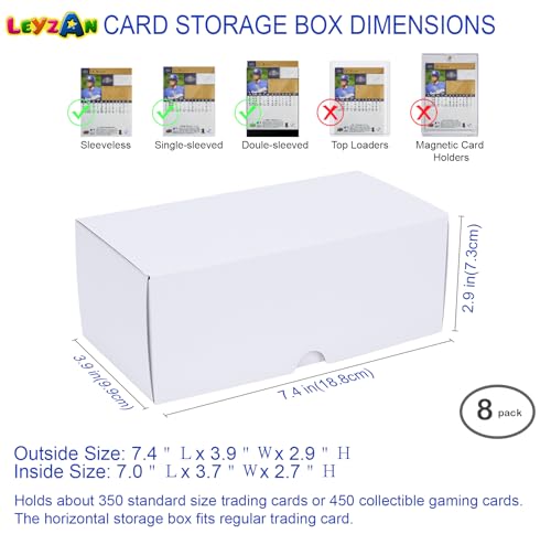 Leyzan 8-Pack Trading Card Storage Box – Holds 3200 Cards with Dividers & Labels