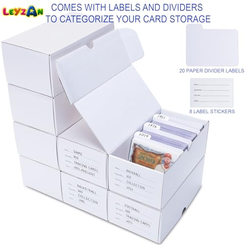 Leyzan 8-Pack Trading Card Storage Box – Holds 3200 Cards with Dividers & Labels