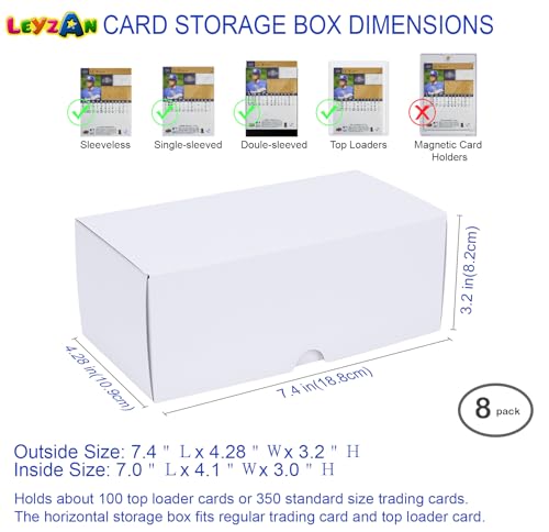 Leyzan 8-Pack Trading Card Storage Boxes for Toploaders - 7 Inch, Holds 800 Toploaders with Dividers and Labels