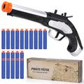 LEZKIDOL Pirate Foam Blaster Pistol - 20 Darts, 6m Range, Silver - Kids Costume Accessory