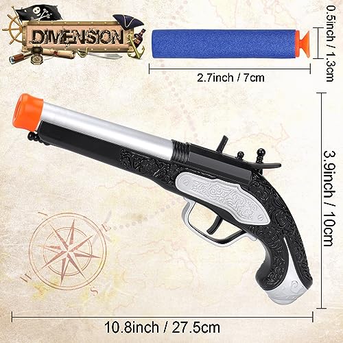 LEZKIDOL Pirate Foam Blaster Pistol - 20 Darts, 6m Range, Silver - Kids Costume Accessory