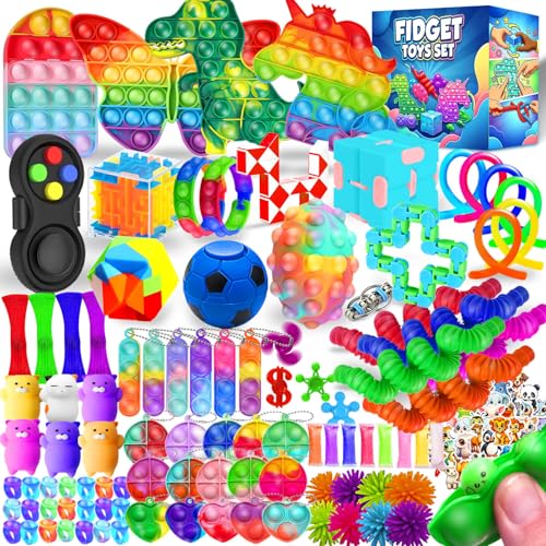 LIAM&AVA 120-Piece Fidget Toy Pack – Sensory Toys for Kids, Party Favors, Classroom Prizes, Stocking Stuffers