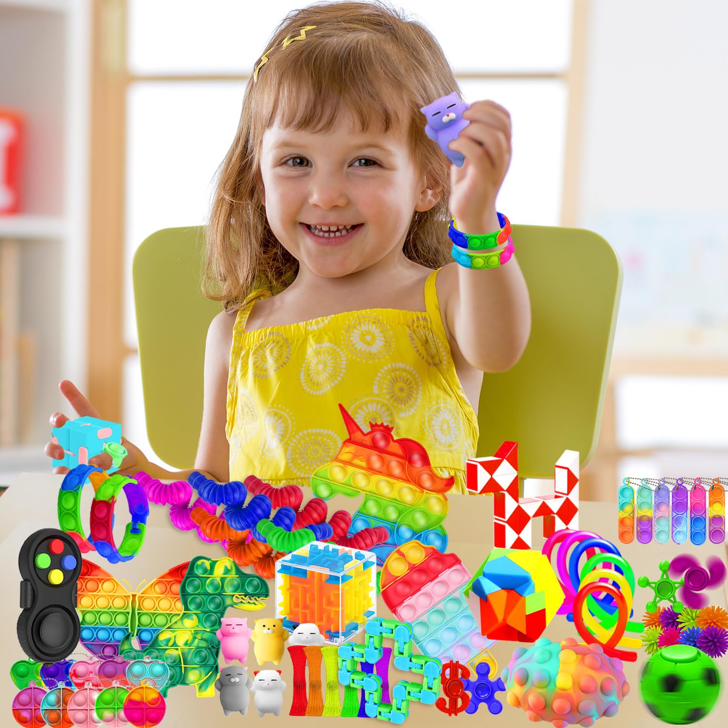 LIAM&AVA 120-Piece Fidget Toy Pack – Sensory Toys for Kids, Party Favors, Classroom Prizes, Stocking Stuffers