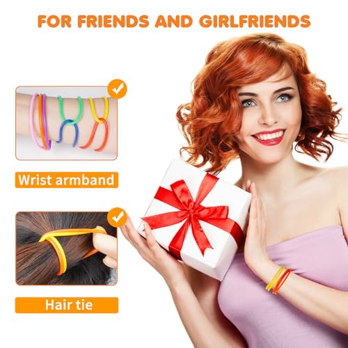 LIANGYUNZE 60-Piece Silicone Jelly Bracelets – Retro 80s Stretchy Wristbands and Hair Ties for Women, Adults, Girls, Party Favors