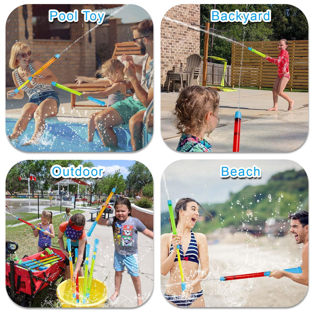 LIANORIST 6-Pack Water Guns for Kids - Expandable Squirt Guns (Up to 40ft) - Non-Toxic Pool Toys for Ages 3-12
