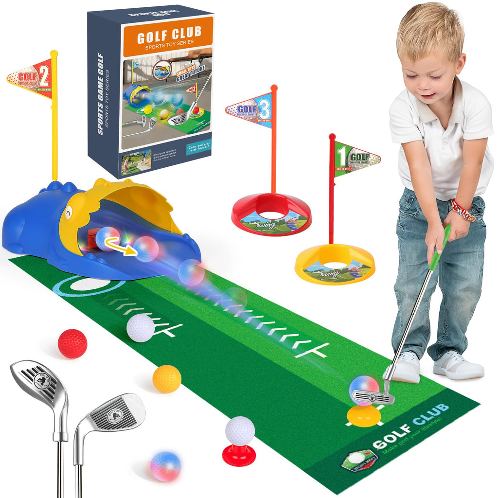 Liberry Kids Golf Set with Automatic Ball Return, Light-Up Balls, Adjustable Clubs for Ages 3-6