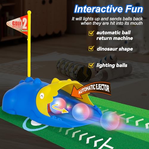Liberry Kids Golf Set with Automatic Ball Return, Light-Up Balls, Adjustable Clubs for Ages 3-6