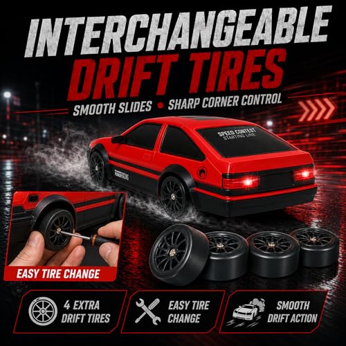 Liberty Imports 1/24 RC Drift Car - 4WD 2.4GHz with LED Lights and Drift Tires