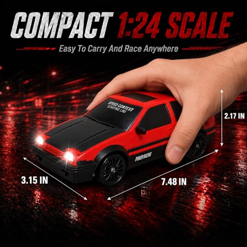 Liberty Imports 1/24 RC Drift Car - 4WD 2.4GHz with LED Lights and Drift Tires