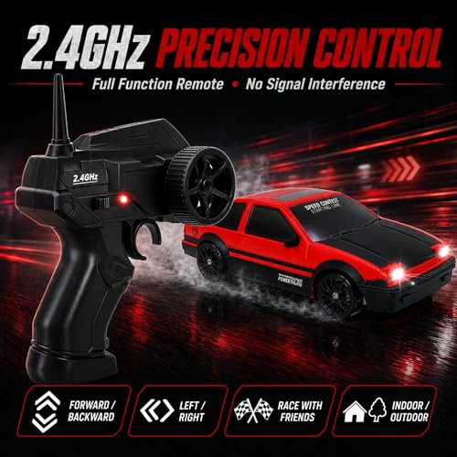 Liberty Imports 1/24 RC Drift Car - 4WD 2.4GHz with LED Lights and Drift Tires