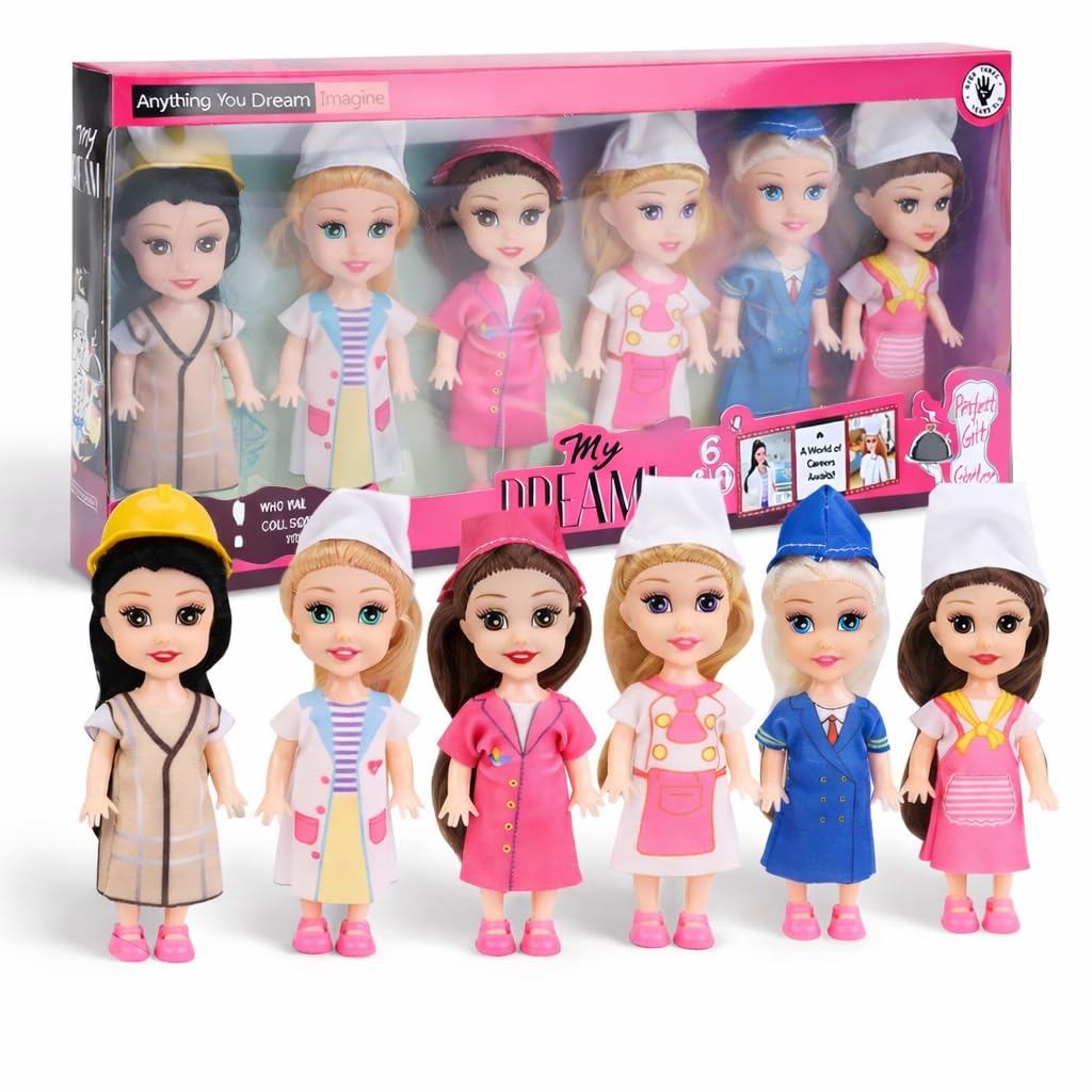 Liberty Imports Little Career Toddler Dolls Set – 6 Mini Dolls with Removable Outfits for Imaginative Play