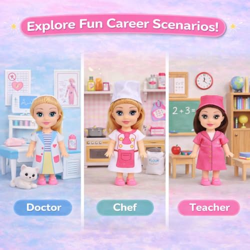 Liberty Imports Little Career Toddler Dolls Set – 6 Mini Dolls with Removable Outfits for Imaginative Play
