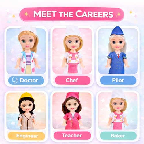 Liberty Imports Little Career Toddler Dolls Set – 6 Mini Dolls with Removable Outfits for Imaginative Play