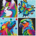 Libfx Diamond Art Kits for Kids 4-Pack – Beginner-Friendly Animal Diamond Painting for Ages 8-12 (Parrot & Cat)