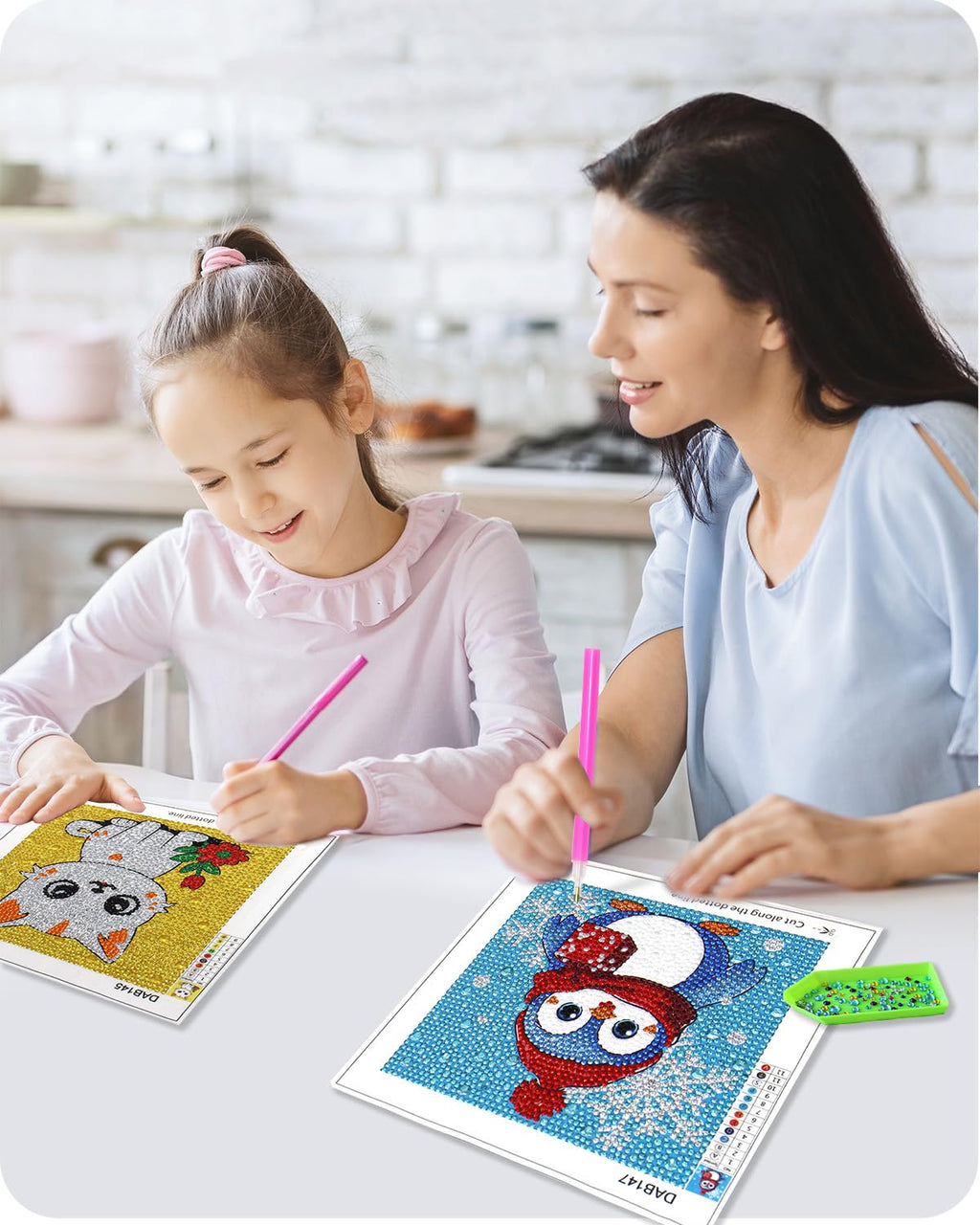 Libfx Diamond Art Kits for Kids 4-Pack – Penguin & Panda Designs for Ages 8-12