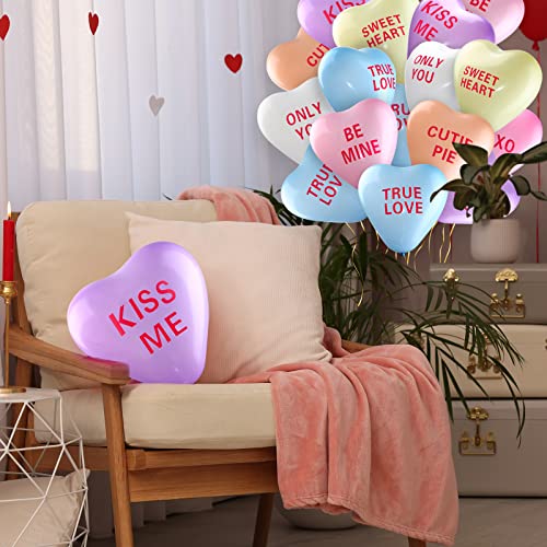 Libima 100 Pack Heart Balloons 12 Inch Latex – Valentine's Day Decor with Love Phrases (4 Styles, 8 Colors)