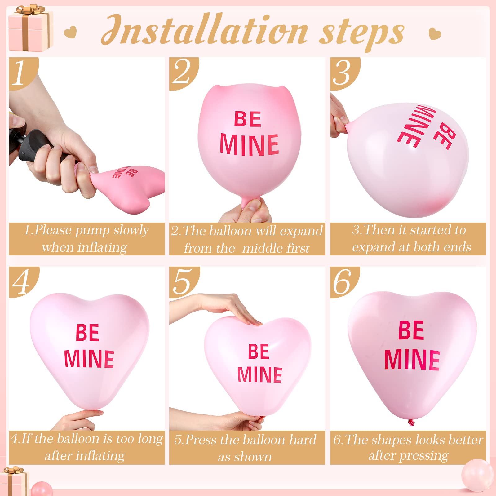 Libima 100 Pack Heart Balloons 12 Inch Latex – Valentine's Day Decor with Love Phrases (4 Styles, 8 Colors)