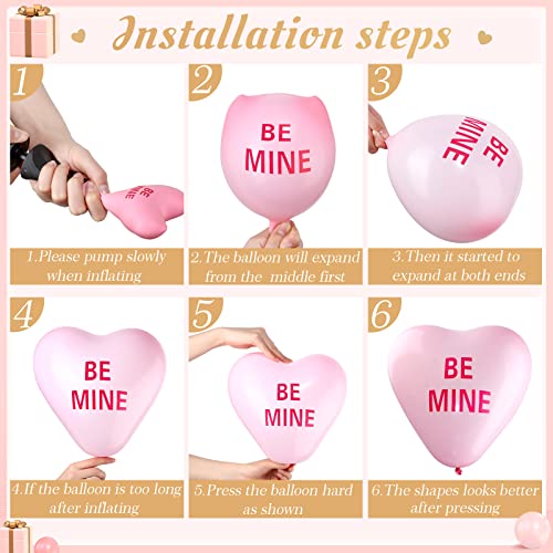 Libima 100 Pack Heart Balloons 12 Inch Latex – Valentine's Day Decor with Love Phrases (4 Styles, 8 Colors)