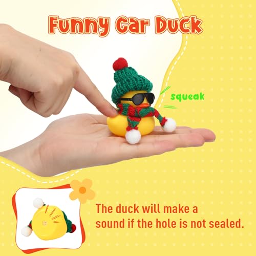 Libima 12 Christmas Rubber Ducks with Mini Hats, Scarves, Sunglasses – Glitter Bath Toys & Car Decor