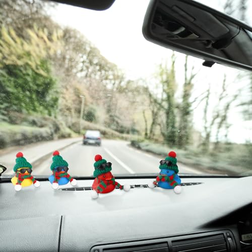 Libima 12 Christmas Rubber Ducks with Mini Hats, Scarves, Sunglasses – Glitter Bath Toys & Car Decor
