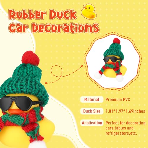 Libima 12 Christmas Rubber Ducks with Mini Hats, Scarves, Sunglasses – Glitter Bath Toys & Car Decor