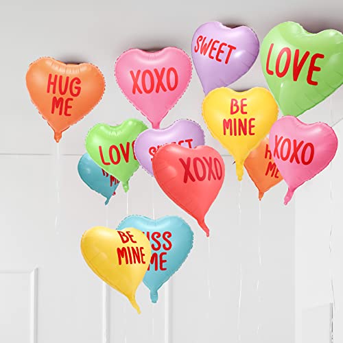 Libima 12-Pack Valentine's Day Heart Balloons 18 Inch Foil - Colorful XOXO Love Sweet Be Mine Kiss Me Hug Me Decor