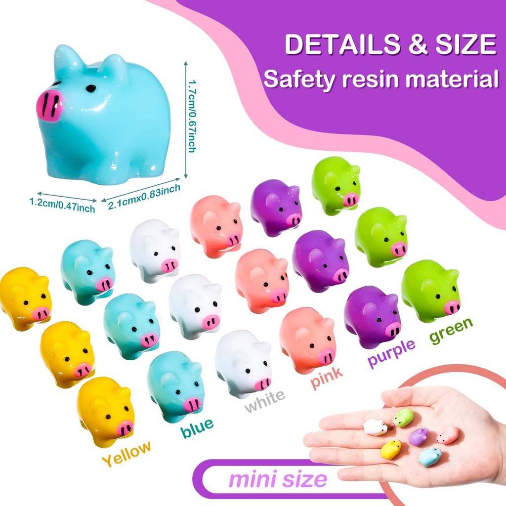 Libima 120 Mini Resin Pigs – Cute Tiny Pig Figurines for Crafts, Cake Toppers, and Miniature Gardens