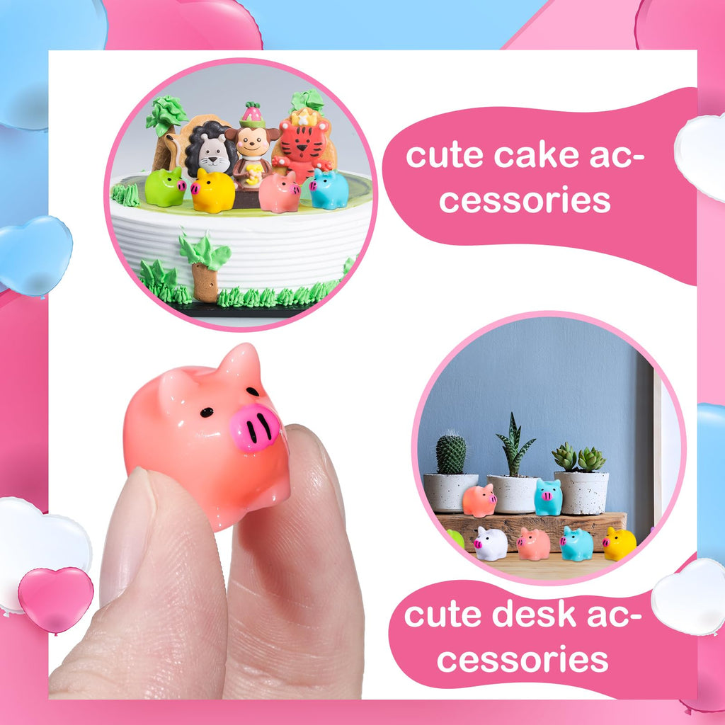 Libima 120 Mini Resin Pigs – Cute Tiny Pig Figurines for Crafts, Cake Toppers, and Miniature Gardens