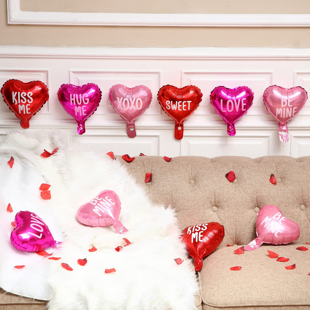 Libima 48-Piece Heart Foil Balloons Set – 10 Inch Valentine's Day Decorations with Romantic Messages