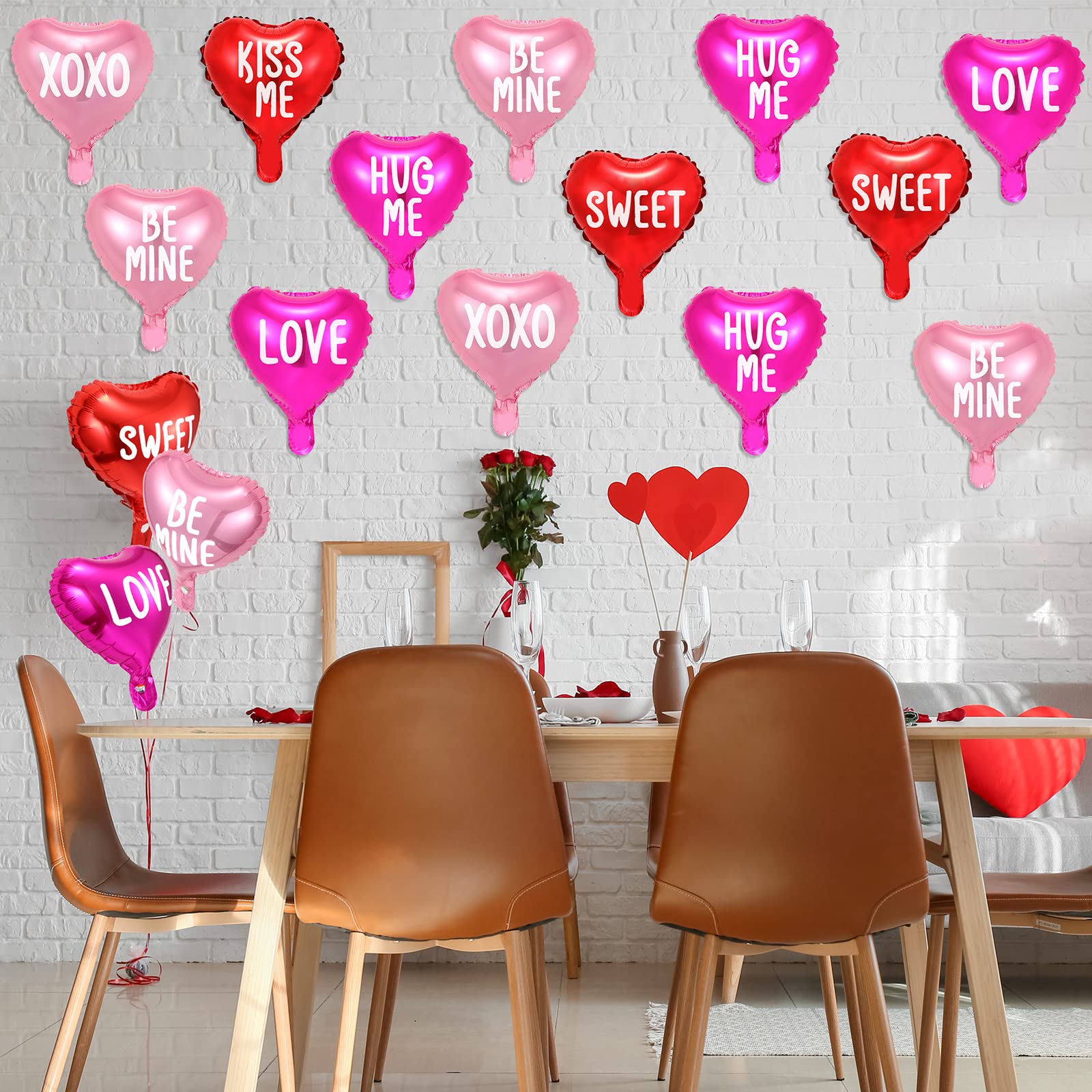 Libima 48-Piece Heart Foil Balloons Set – 10 Inch Valentine's Day Decorations with Romantic Messages