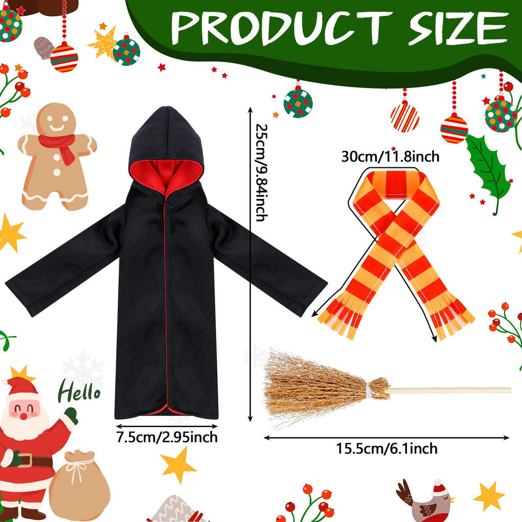 Libima 6-Piece Wizard Doll Costume Set – Mini Robes, Scarves & Broom for 12-Inch Dolls