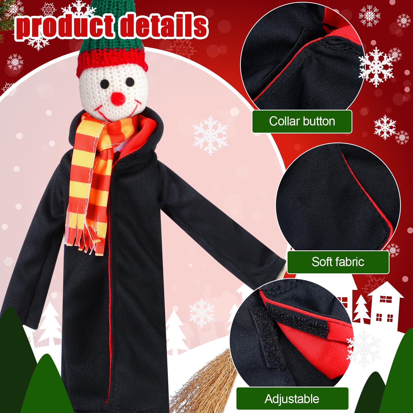 Libima 6-Piece Wizard Doll Costume Set – Mini Robes, Scarves & Broom for 12-Inch Dolls
