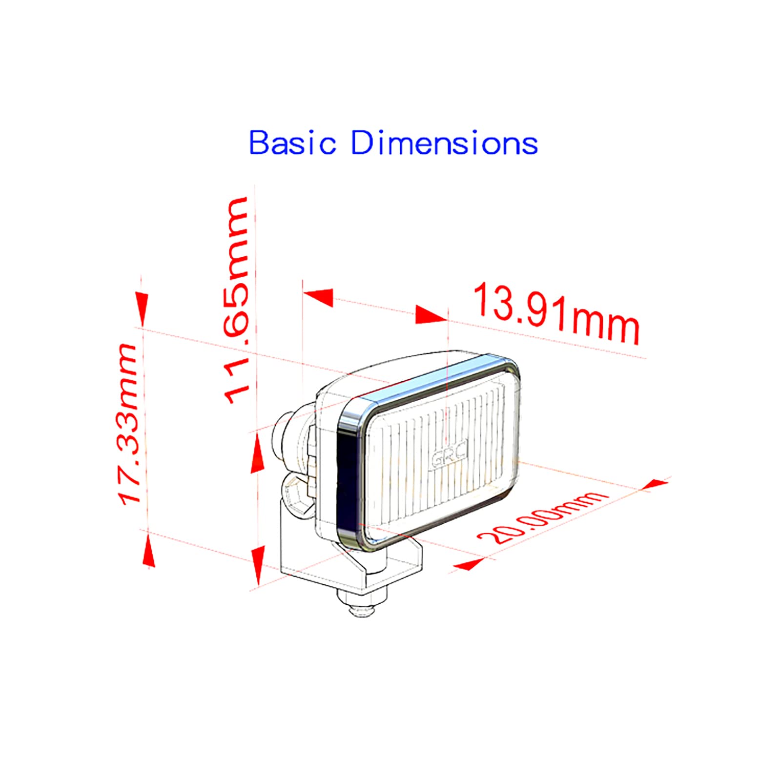 LICHIFIT 20mm Rectangular Spotlight for 1:8 1:10 RC Cars – Standard Yellow Lamp (G157UY)