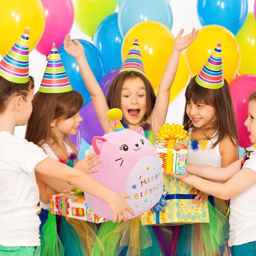 LICSOR 12-Inch Pink Cat Plush Toy with Unicorn Horn – Soft Birthday Stuffed Animal for Kids and Adults