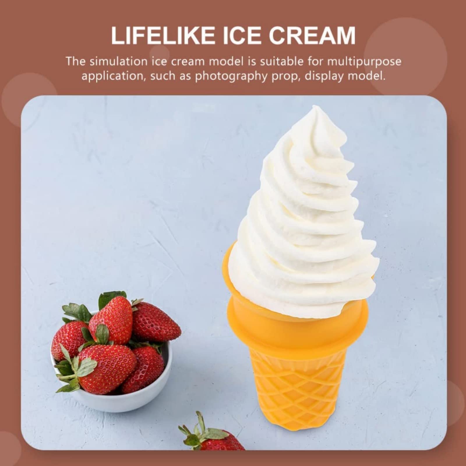 Lifelike Fake Ice Cream Cones (2-Pack) - White & Purple PVC/PVA Decor for Home, Parties, Photography Props, 5.7 Inches