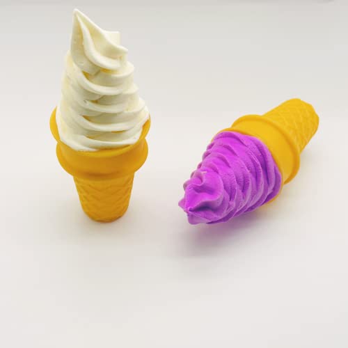 Lifelike Fake Ice Cream Cones (2-Pack) - White & Purple PVC/PVA Decor for Home, Parties, Photography Props, 5.7 Inches