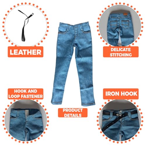 Light Blue 1/6 Scale Classic Jeans and Belt for 12-Inch Action Figures