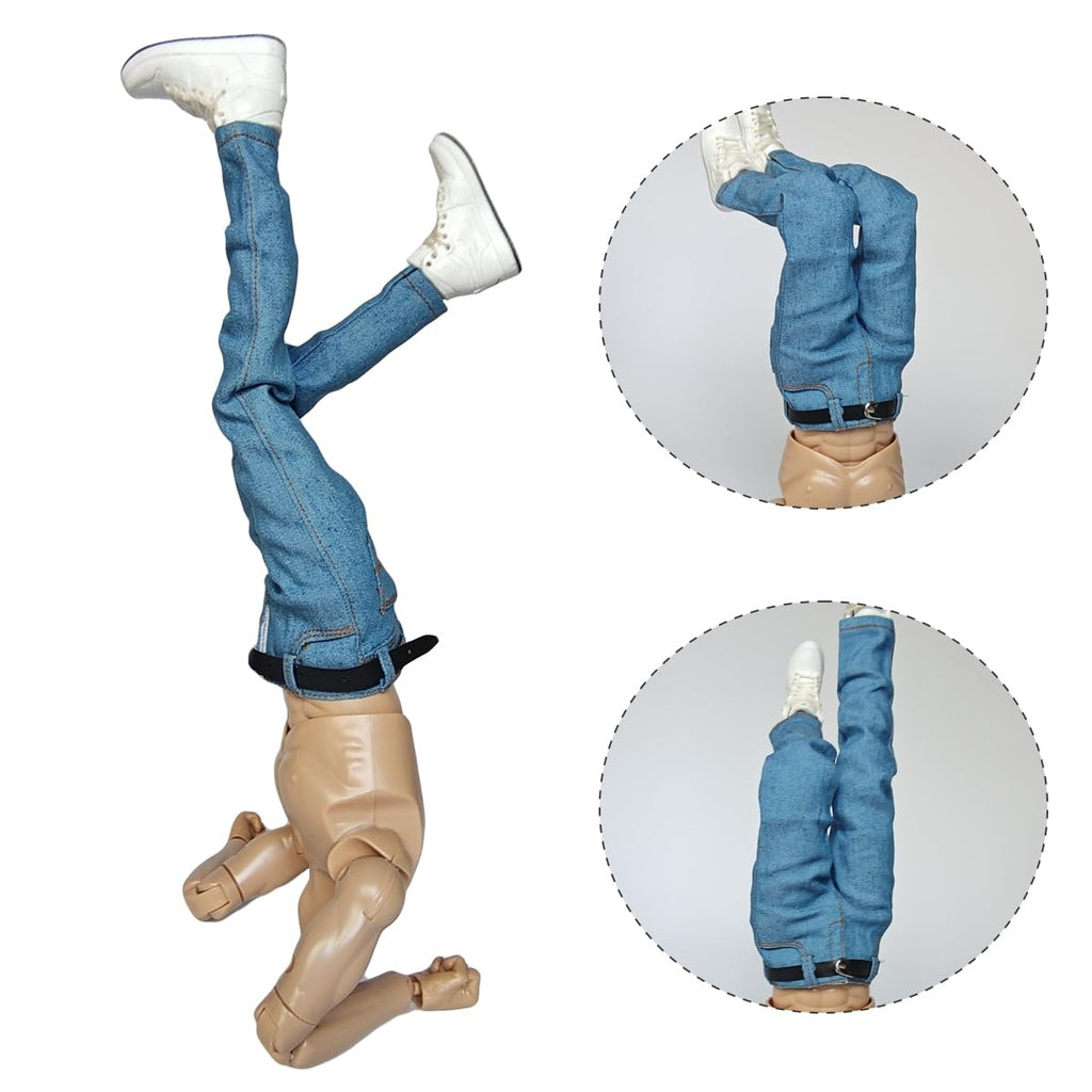 Light Blue 1/6 Scale Classic Jeans and Belt for 12-Inch Action Figures
