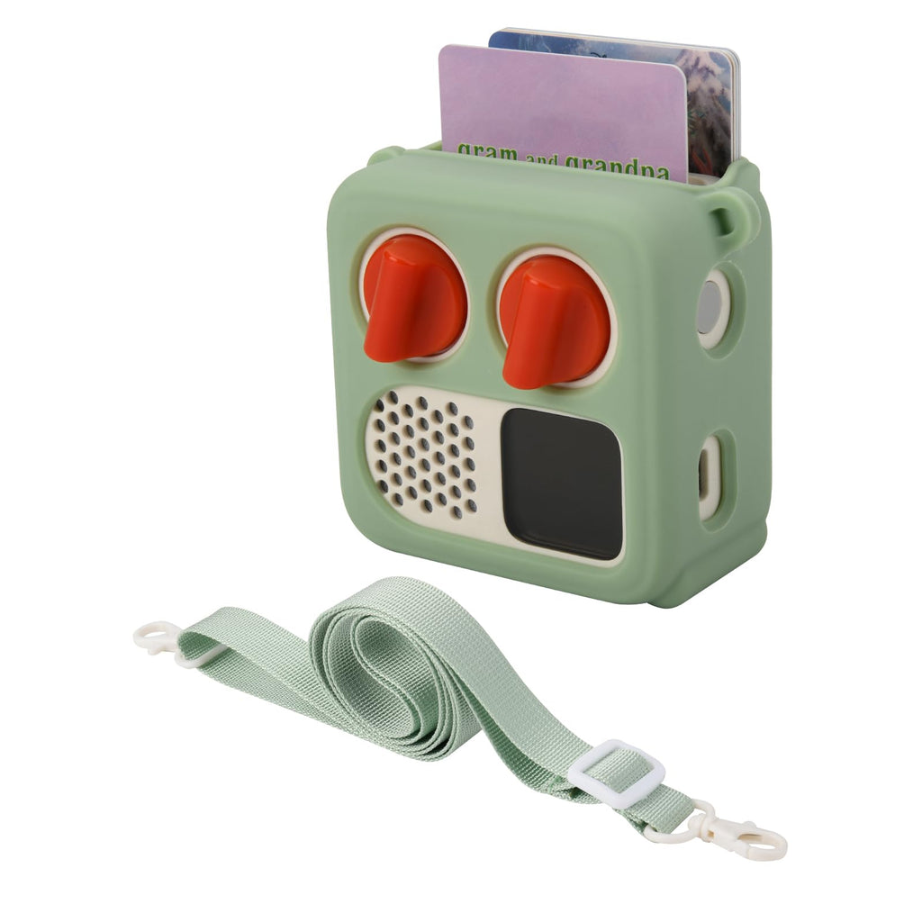 Light Green Silicone Case for Yoto Mini (2024) with Adjustable Strap and Card Slot